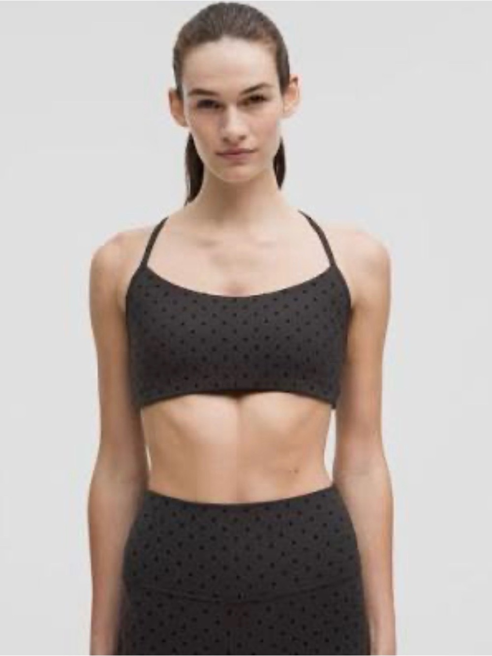 lululemon athletica Black flocked Polka Dot Bralette bra top M Y flow sold out